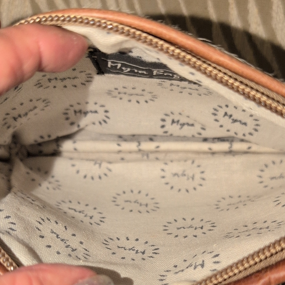 Myra Tan and Cream Cow Hair Wristlet Trimmed In Leather - Picture 3 of 10